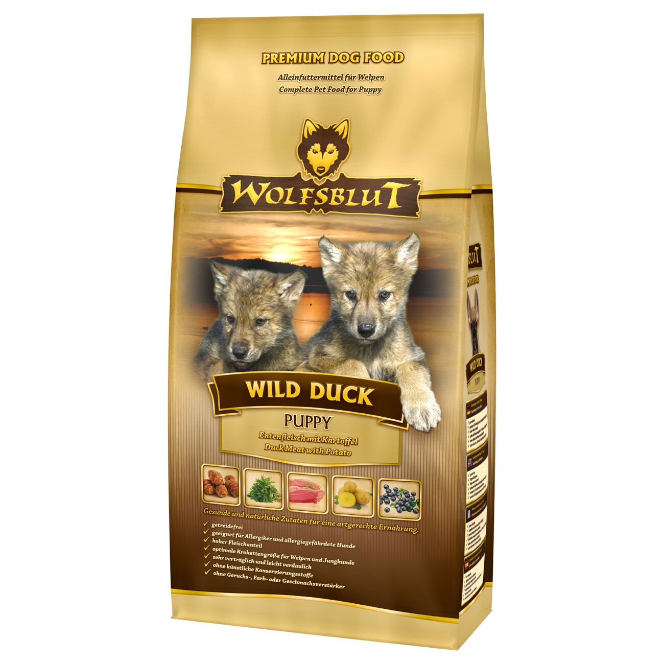 WOLFSBLUT Trockenfutter Hund Junior Wild Duck 2 kg