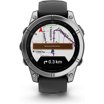 Montre connectée Garmin fenix E AMOLED 47mm Acier Silver avec bracelet Graphite