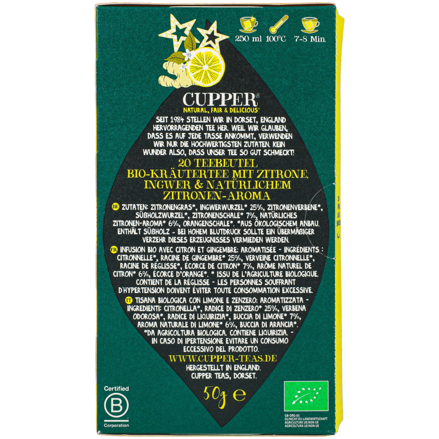 Cupper Bio Superstar Lemon & Ginger Infusion 20 Beutel