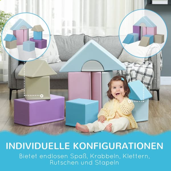 11 stk. Myke byggeklosser, skumbyggeklosser, byggeklosser for løping, klatring, myke gigantiske byggeklosser, byggeklosser for 1-3 år gamle barn, kuns