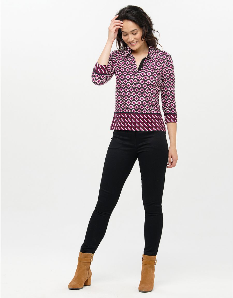 T-shirt col chemise rose