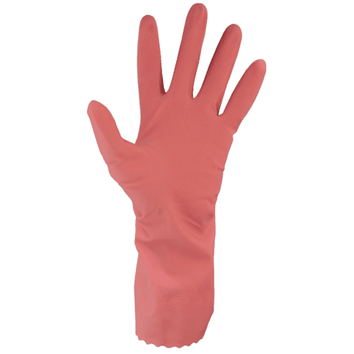 Gant de ménage latex flocké coton rose