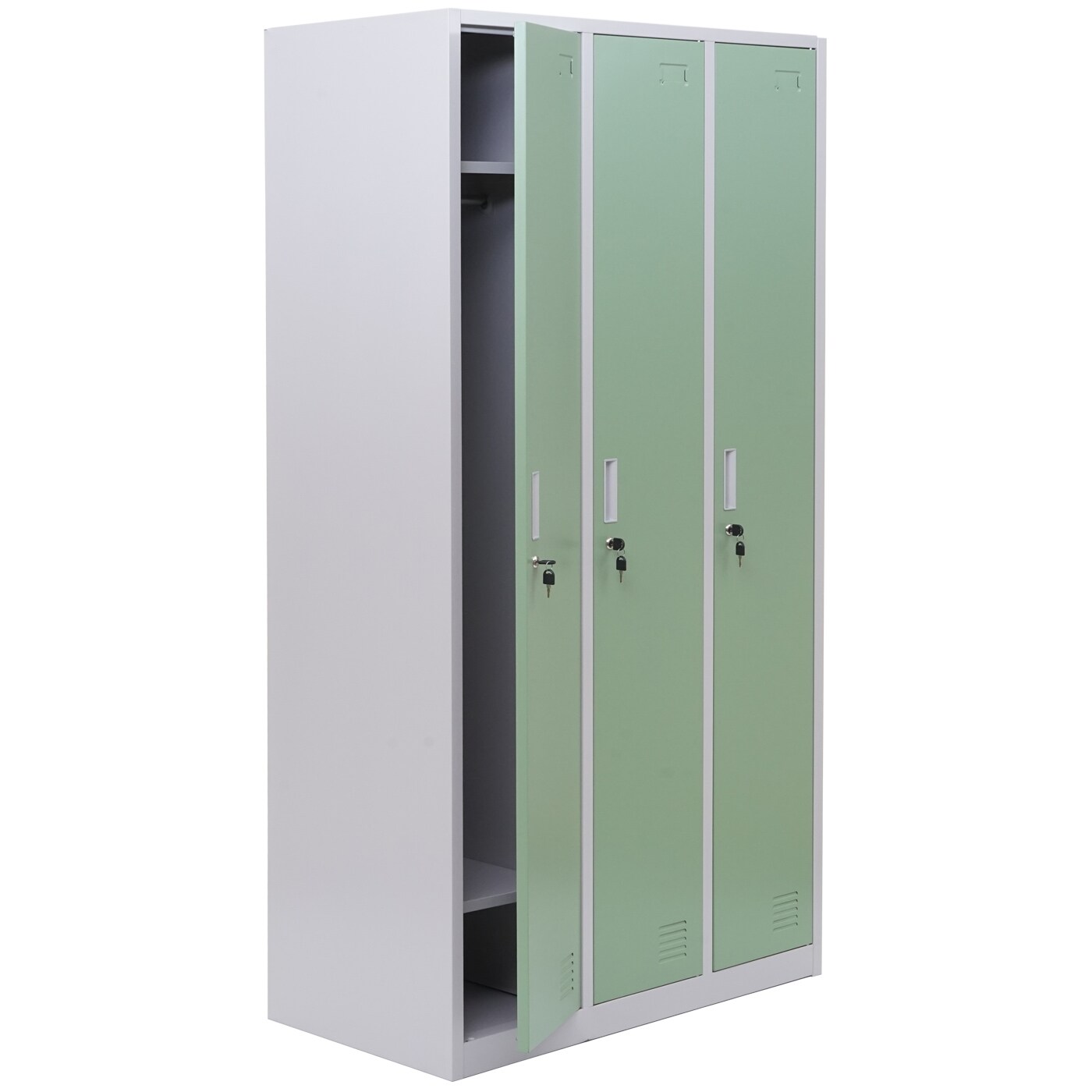 Schließfach Preston T829, Spind Wertfachschrank Schließfachschrank, Metall 3 Fächer ~ grün