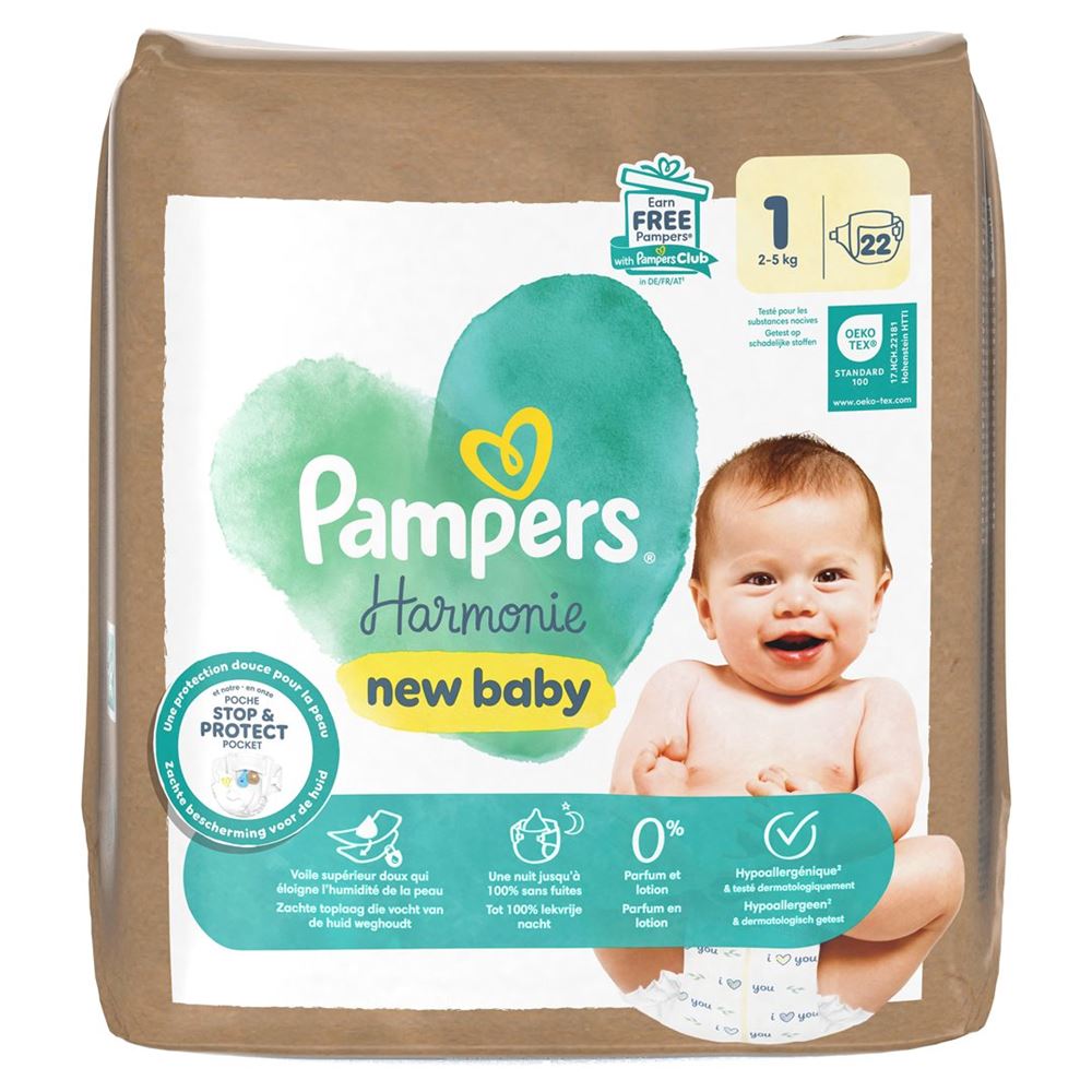 PAMPERS Harmonie Gr1 2-5kg Single Pack 22 Stk