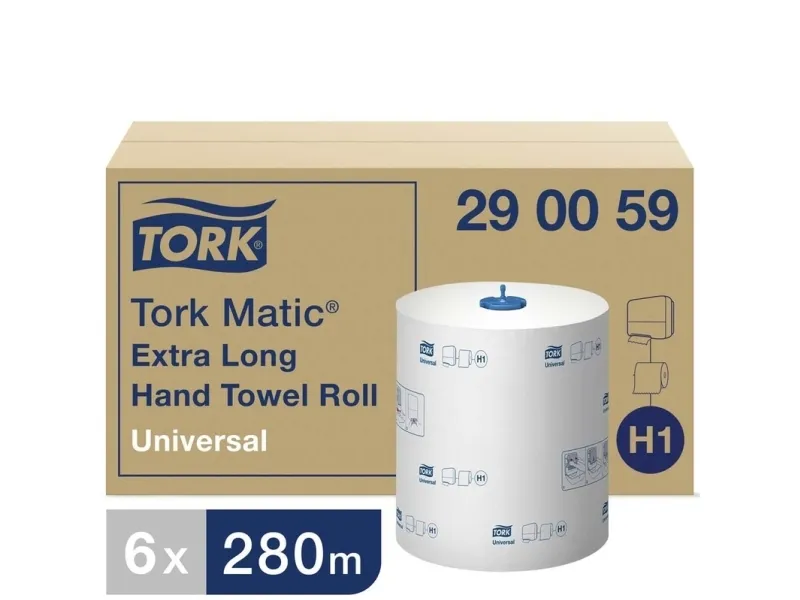 Håndklæderuller Tork H1 Matic® Universal Extra Long 1-lag 280m hvid - (6 ruller pr. karton)