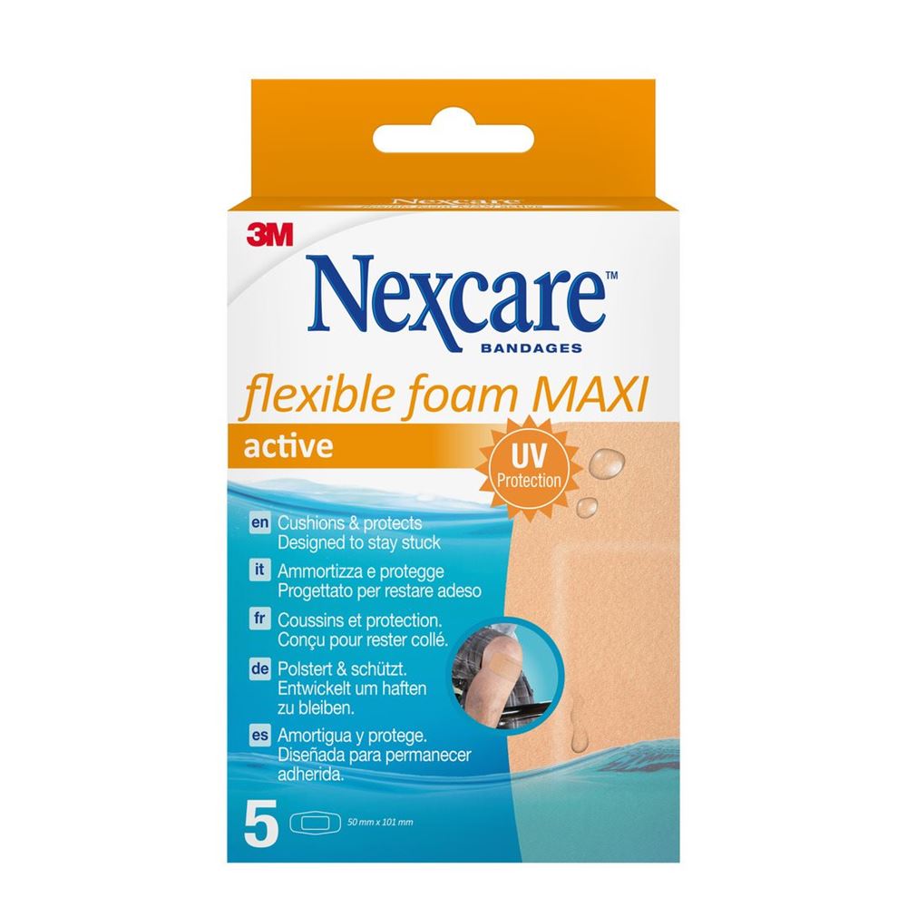 NEXCARE Flexible Foam Maxi Active 50x101mm 5 Stk