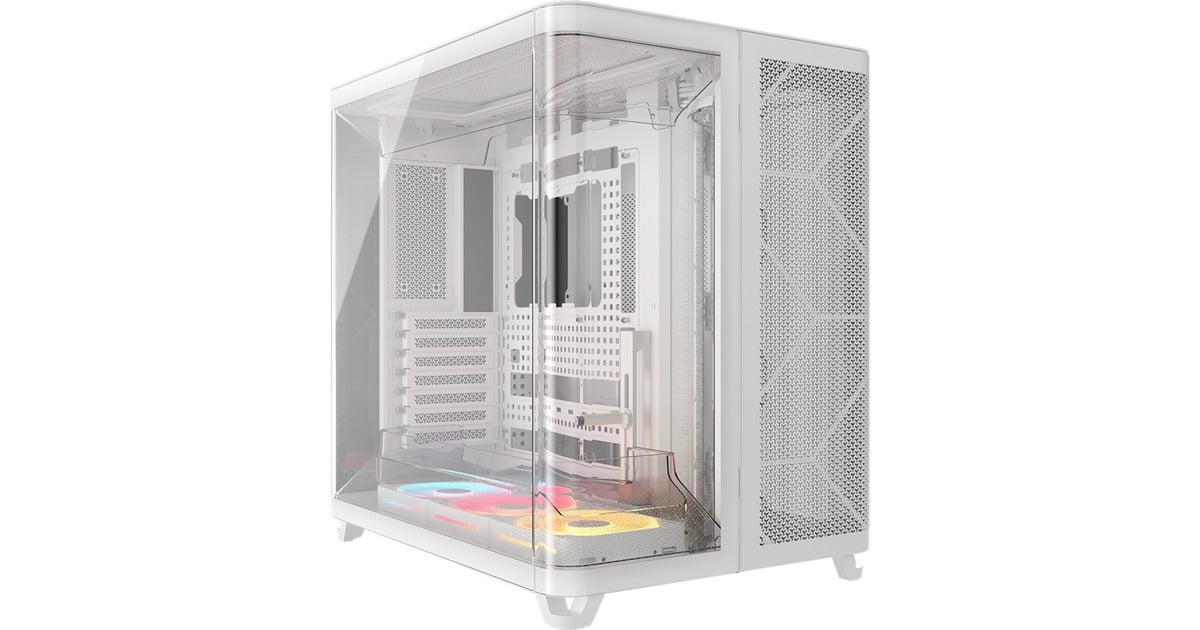 CorsairAIR 5400 LX-R LINK midi tower behuizing  (Wit | 3x USB-C | RGB | Tempered Glass)