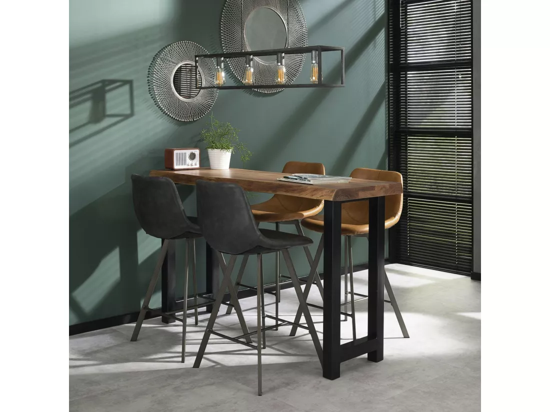 Chaise de bar camel coutures apparentes pieds étoile HELSINKI