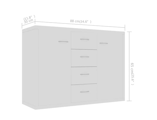 VIDAXL - Bahut blanc 88x30x65 cm bois d'ingénierie
