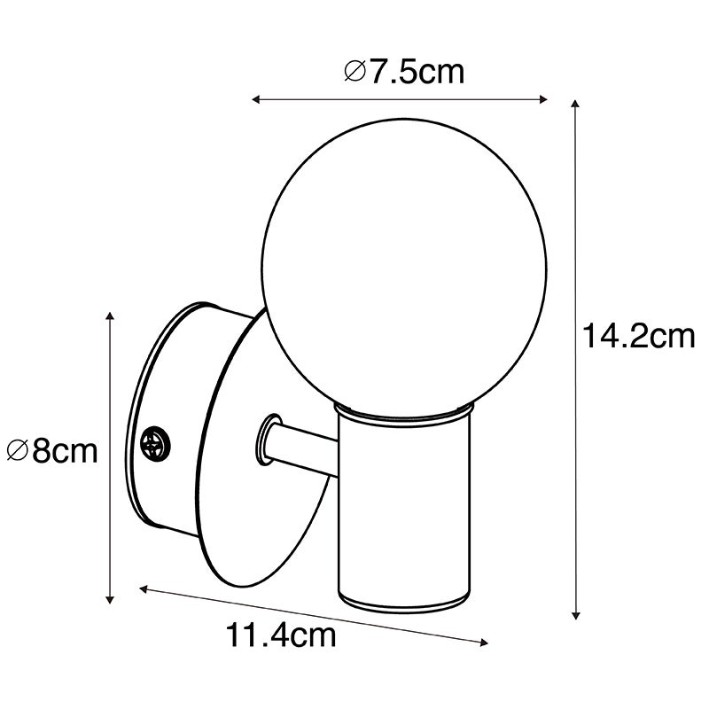 Moderne wandlamp, zwart, IP44 - Cederic Up