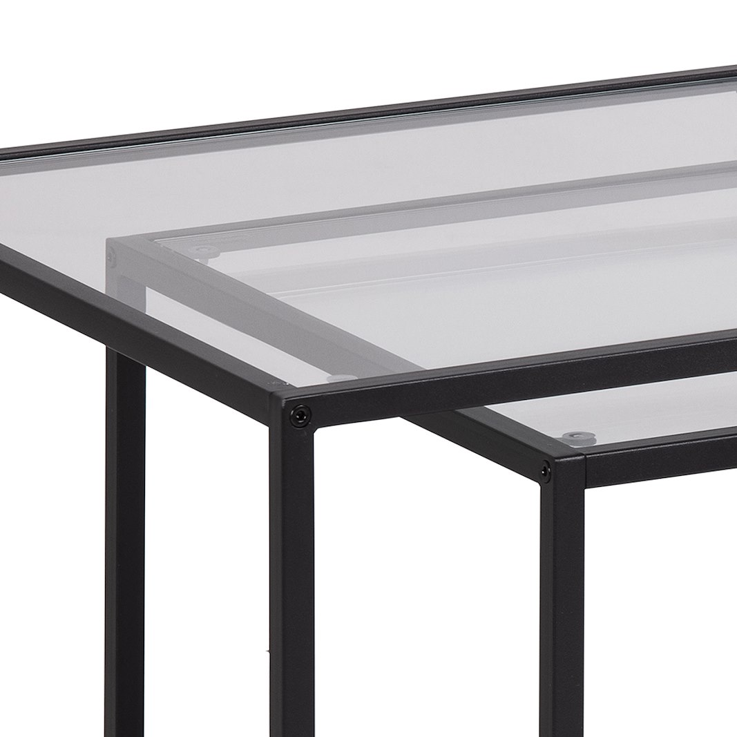 Seaford sofabordsett Sort metallunderstell med glassplate. Sett av 2