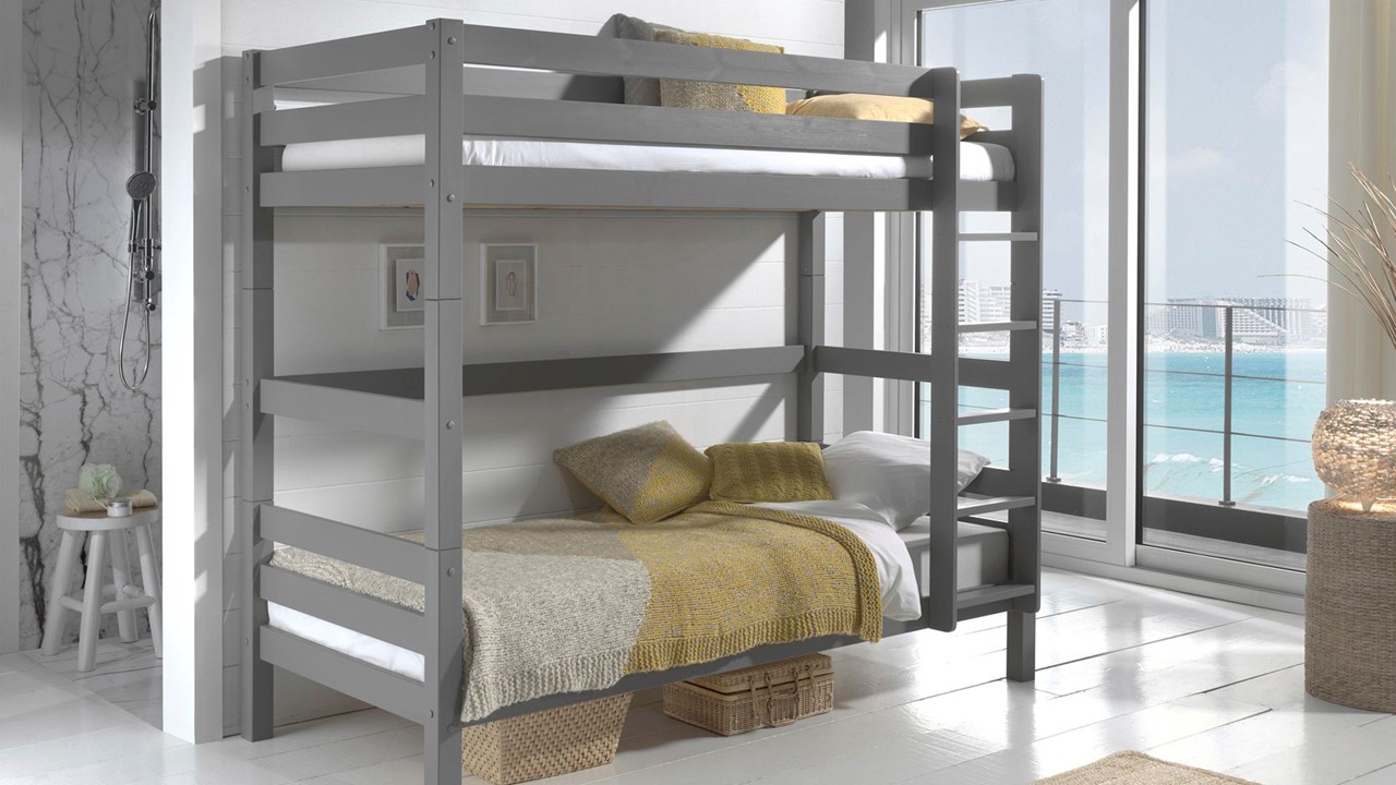 Stapelbed Pino hoog grijs