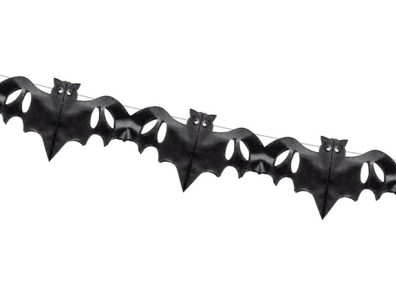 Partydeco Girlande Fledermaus 4 m, Schwarz Seidenpapier Girlande Fledermaus