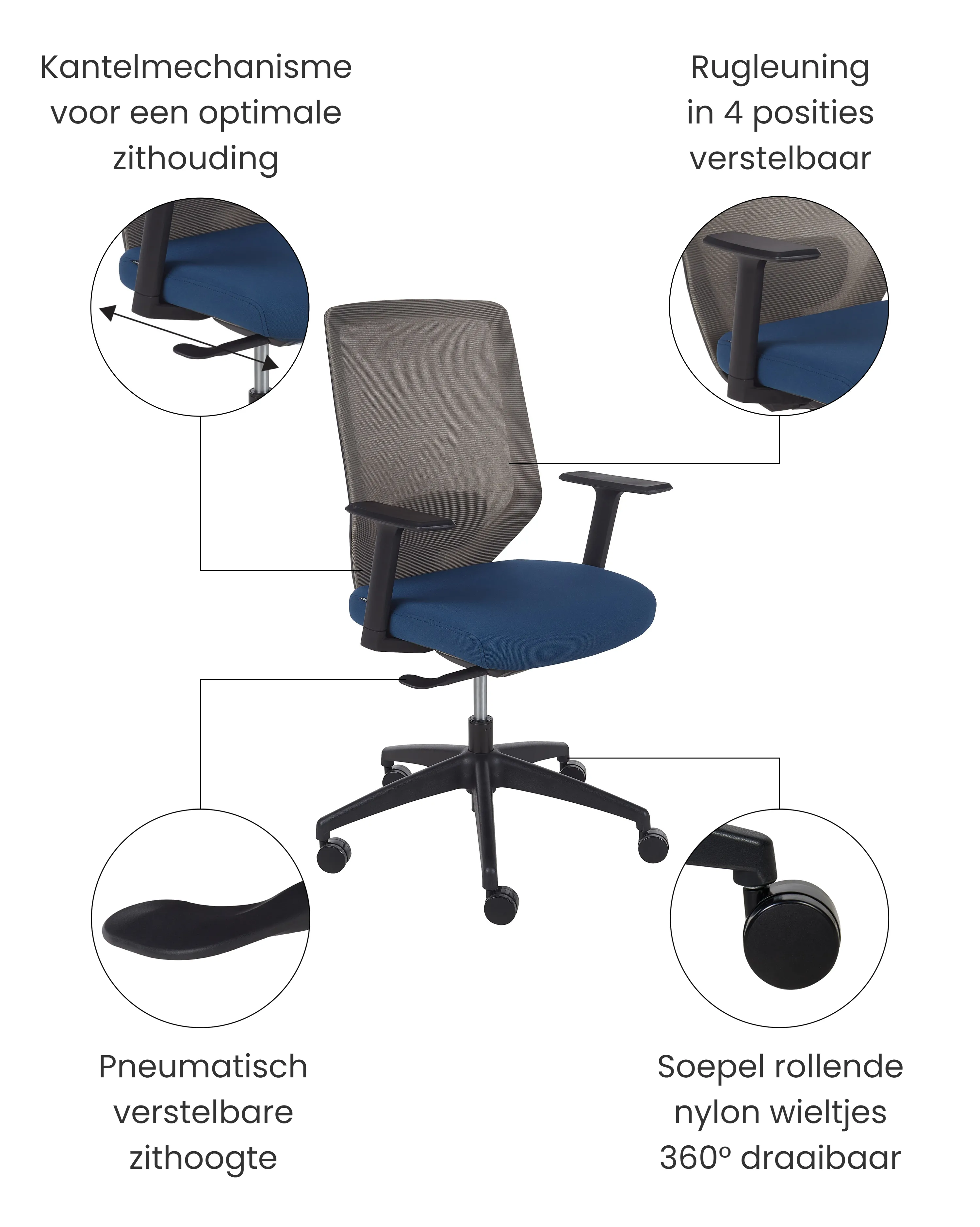 Bureaustoel VIRTUOSO Blauw