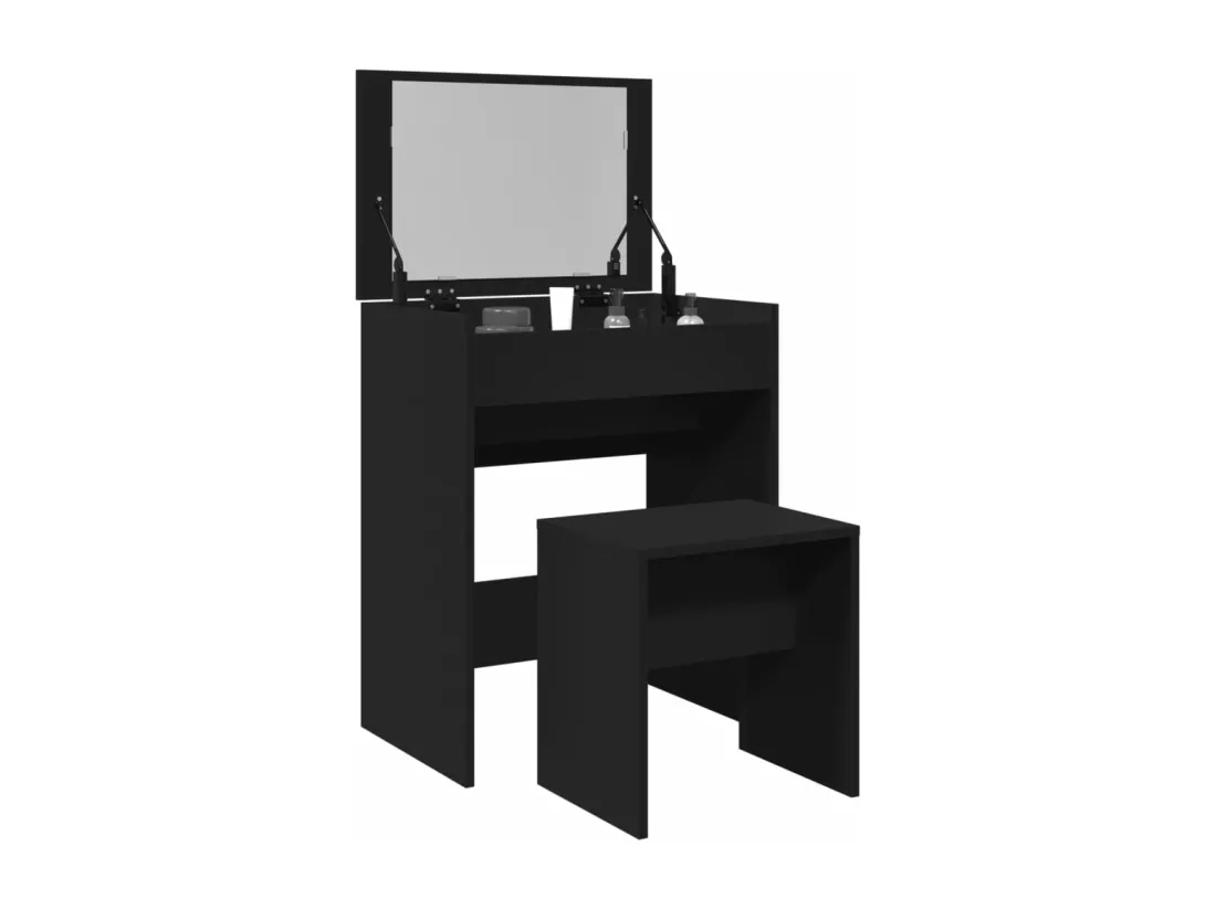 Coiffeuse et tabouret noir 60x40x113,5 cm