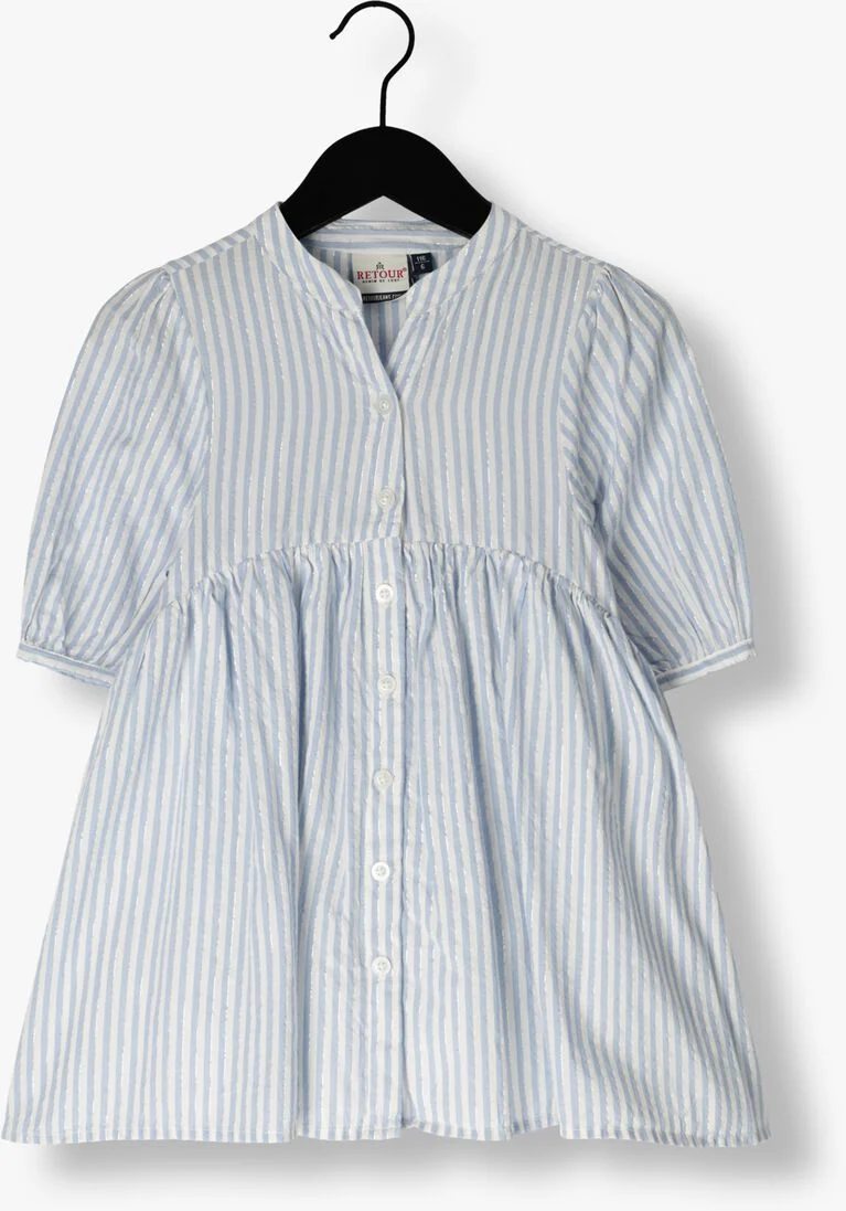 RETOUR blauw/wit gestreepte retour mini jurk elmira