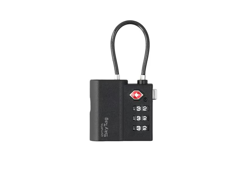 SkyTag TSA Lock Bluetooth Smart Tracker Standort-Finder Zahlenschloss für iOS mit Apple Find My Network (4S541116) - Schwarz