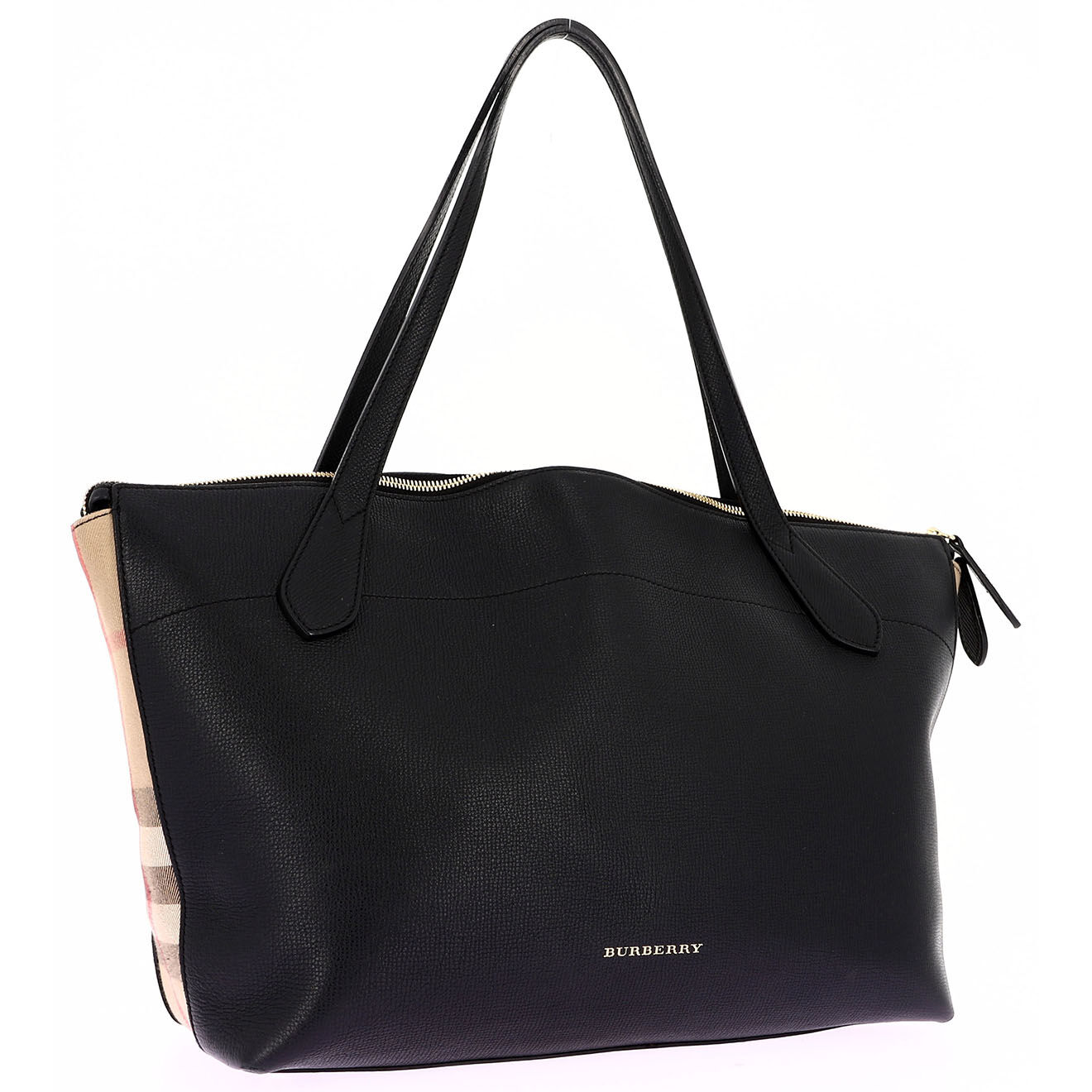 Burberry Sac porté épaule en Cuir Check noir - Parfait état - Longueur 48 cm