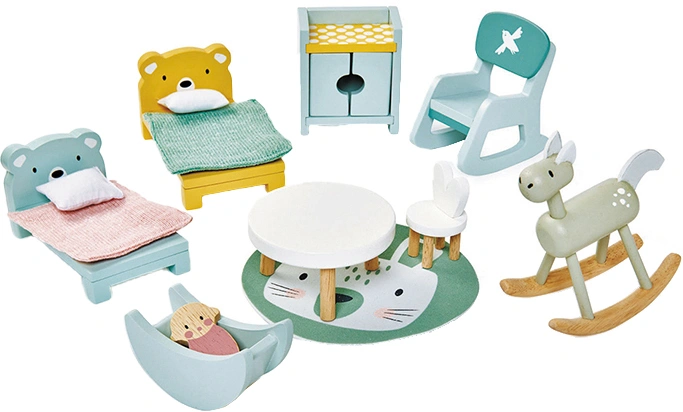 Puppenhaus-Möbel KINDERZIMMER 14-teilig
