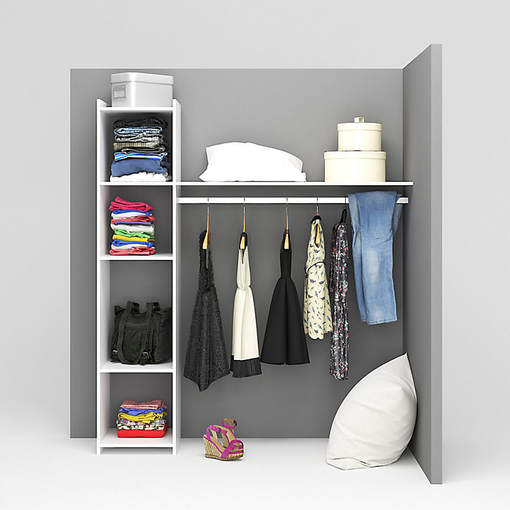 Kit dressing 1 colonne Pôle Form H. 180 cm x L. 120 cm décor blanc