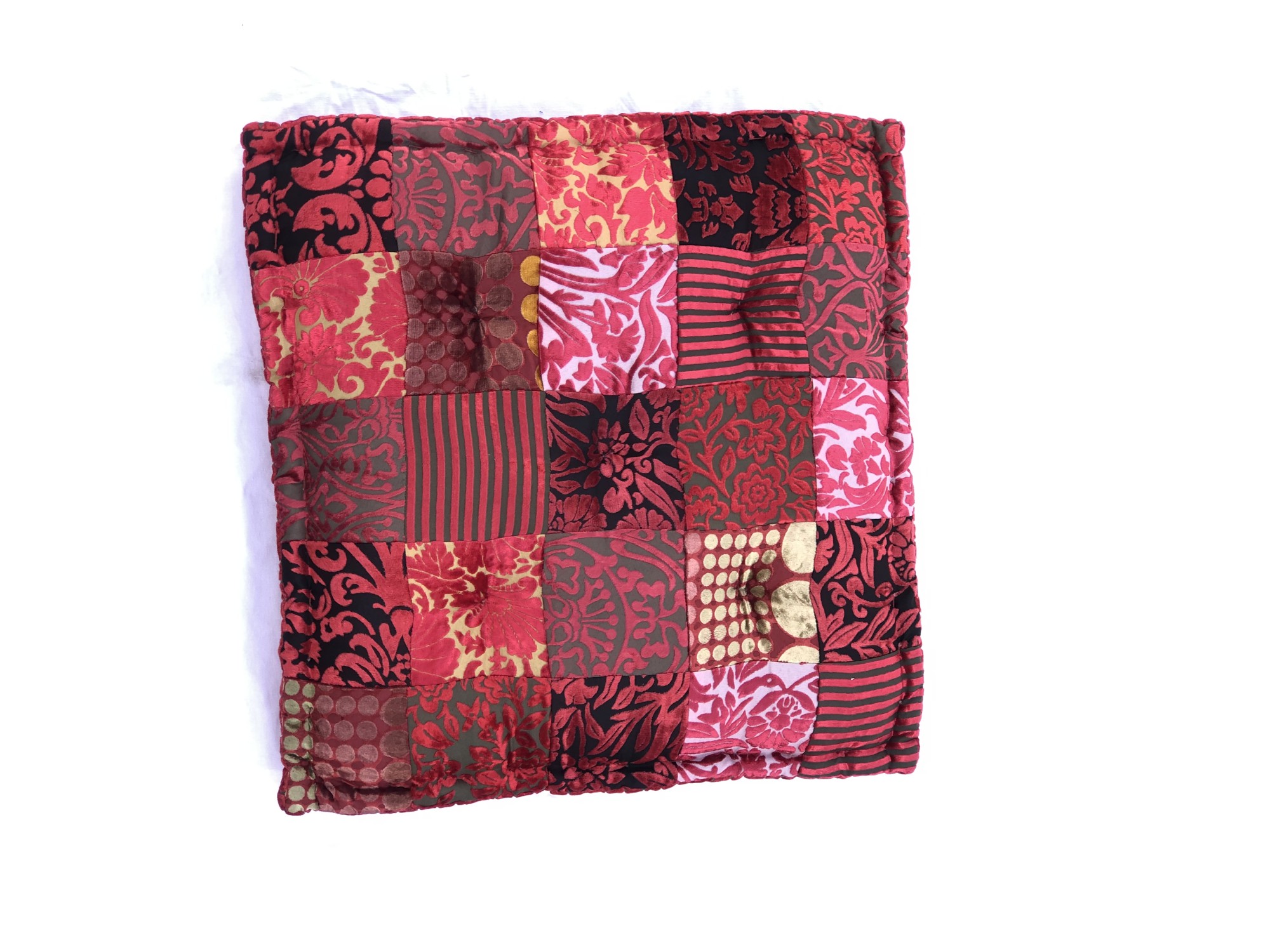 Sitzkissen Patchwork, rot, T 60 cm, B 60 cm, H 10 cm von fischer's lagerhaus