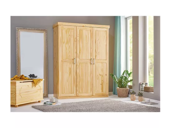 CALI - Armoire 3 Portes Bois Massif Naturel