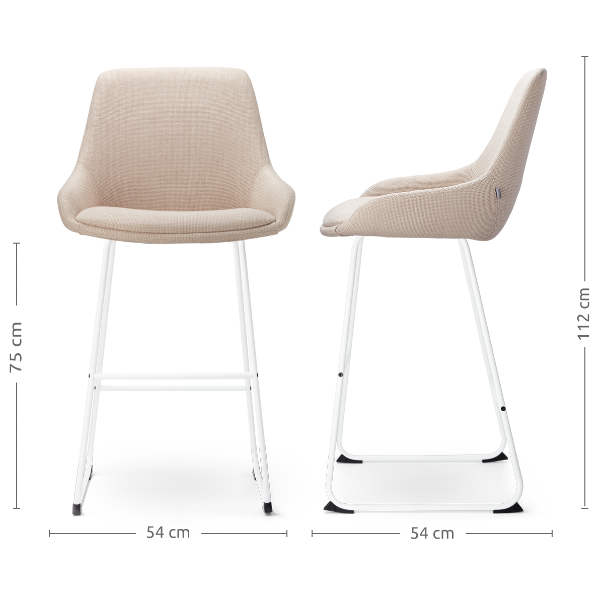 Barkruk Nino-Isa beige - wit onderstel - 75 cm