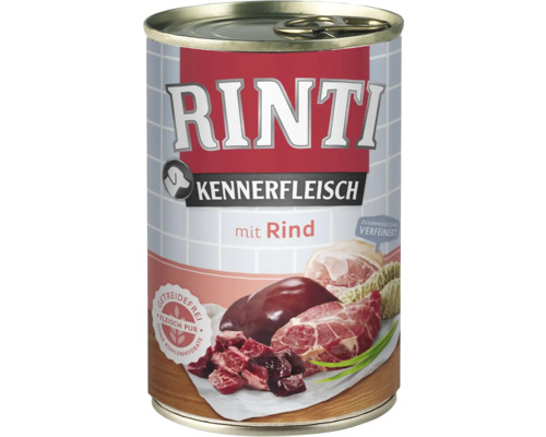 RINTI natvoer voor honden, puur rundvlees, 400 g
