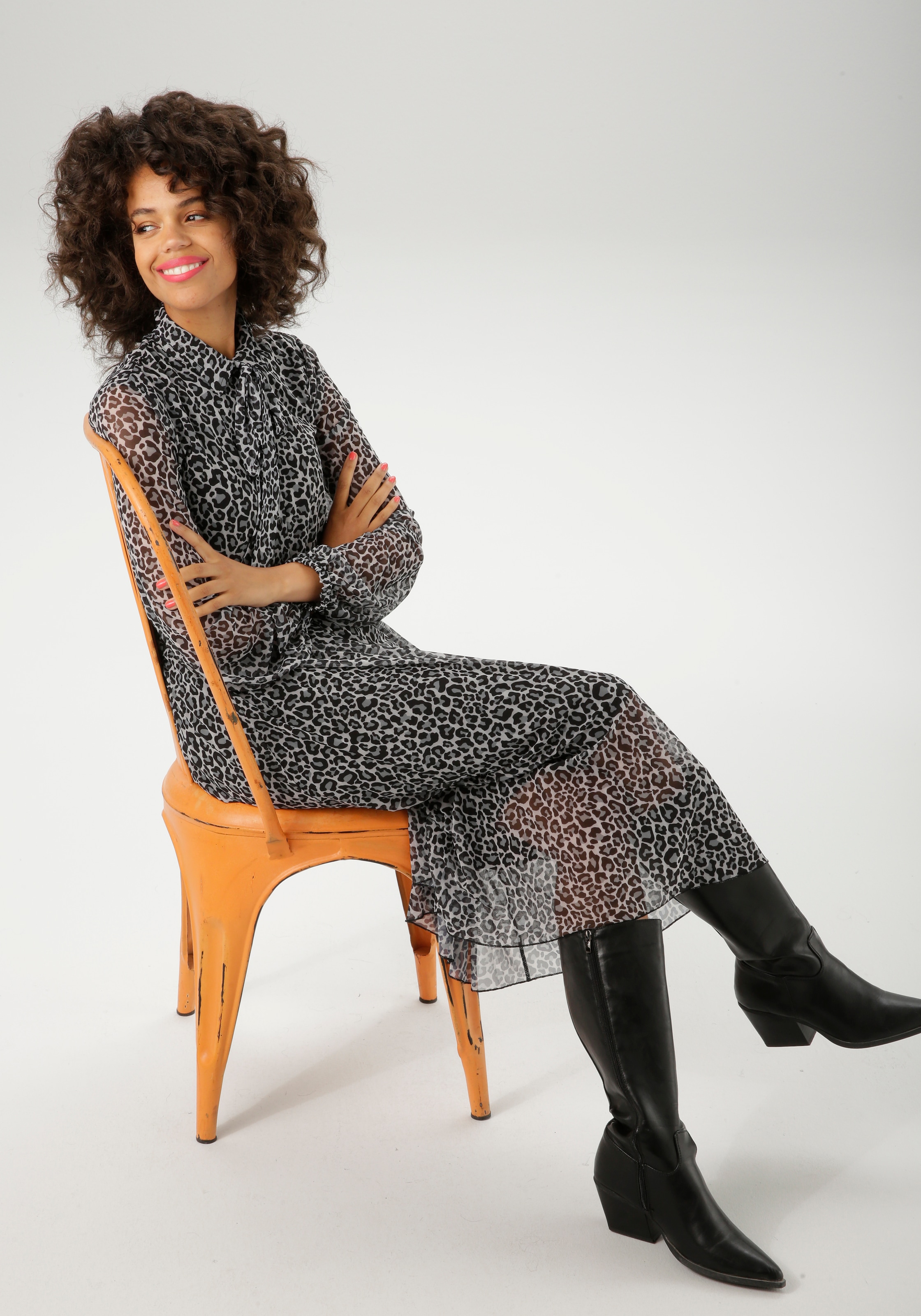 Aniston CASUAL Blusenkleid mit farbharmonischem Animal-Print - NEUE KOLLEKTION