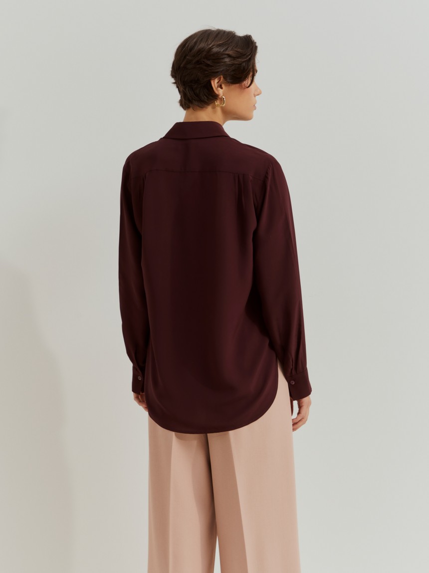 Camisa de cor sólida em rayon