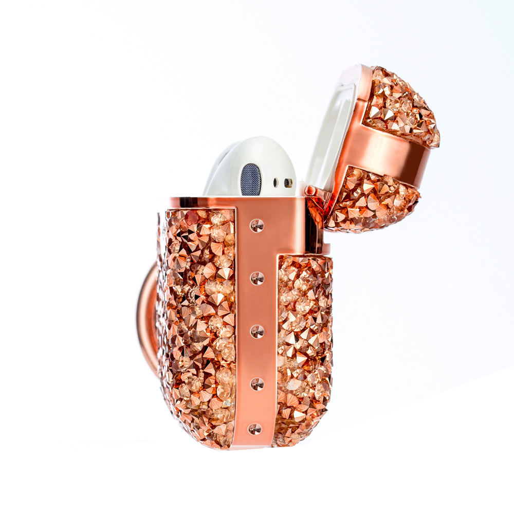 AirPods (1. & 2. Generation) Glitzer Schutzhülle im Diamanten Look Case   Scharnierring - Blau