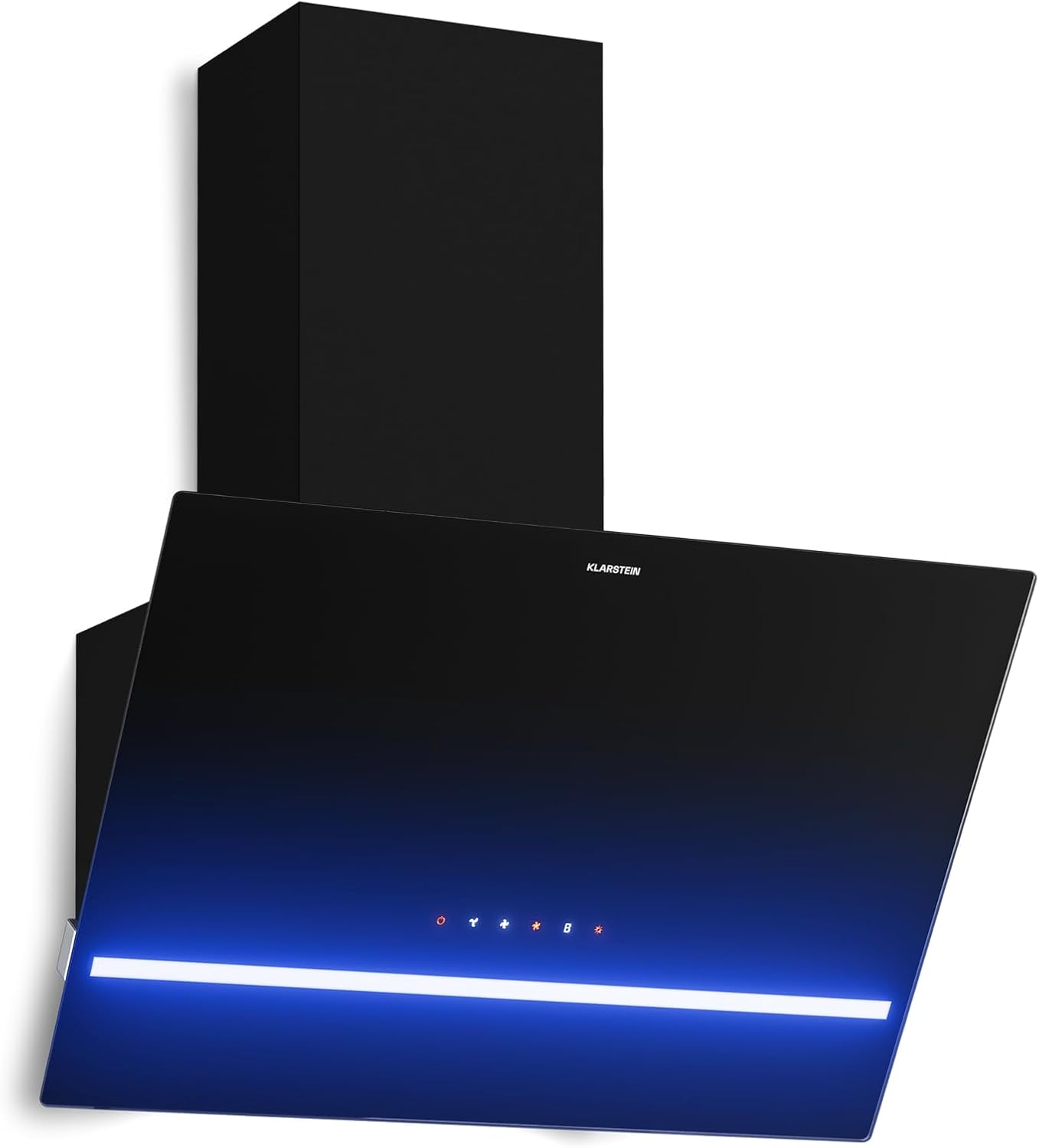 Klarstein Illuminosa Abzugshaube 60 cm - Kopffreihaube, 818 m³/h Boost, Touchpanel, LED-Beleuchtung, A++ Energieeffizienz, Umluft & Abluft, leise, Aluminium- & Kohlefilter
