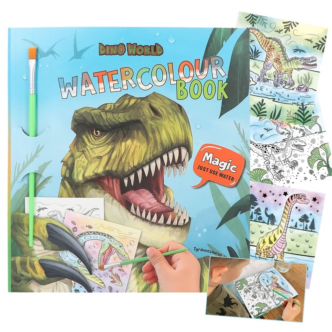 Dino World - Watercolour Book - Malbuch mit Pinsel