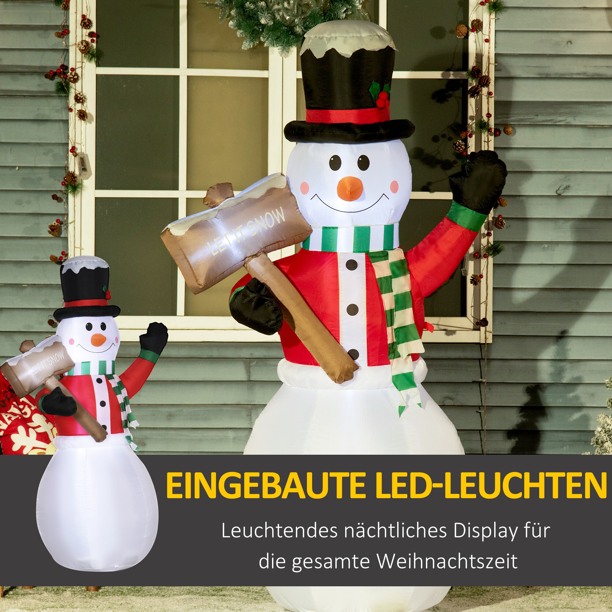 Outsunny Aufblasbare Weihnachtsdekoration mit Sandsack weiß 103L x 70B x 180H cm