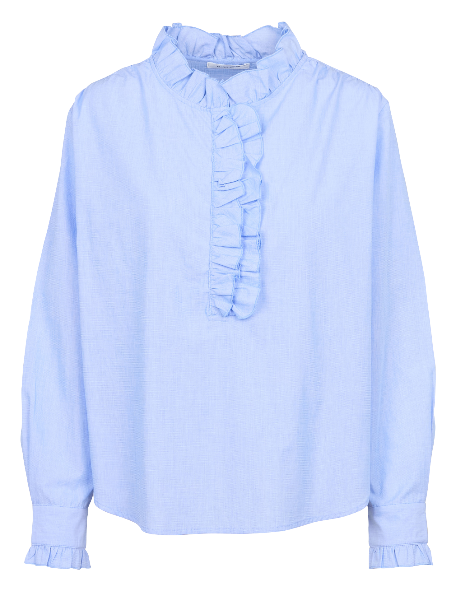 LALA - Blouse col montant en coton | Bleu
