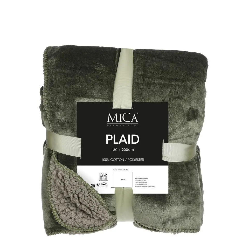 Mica Decorations Bronte Fleece Plaid - L200 x B150 cm - Donkergroen