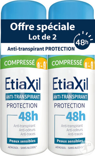 Etiaxil Anti-Transpirant Transpiration Modérée Protection 48h Compressé Peaux Sensibles 2x100ml