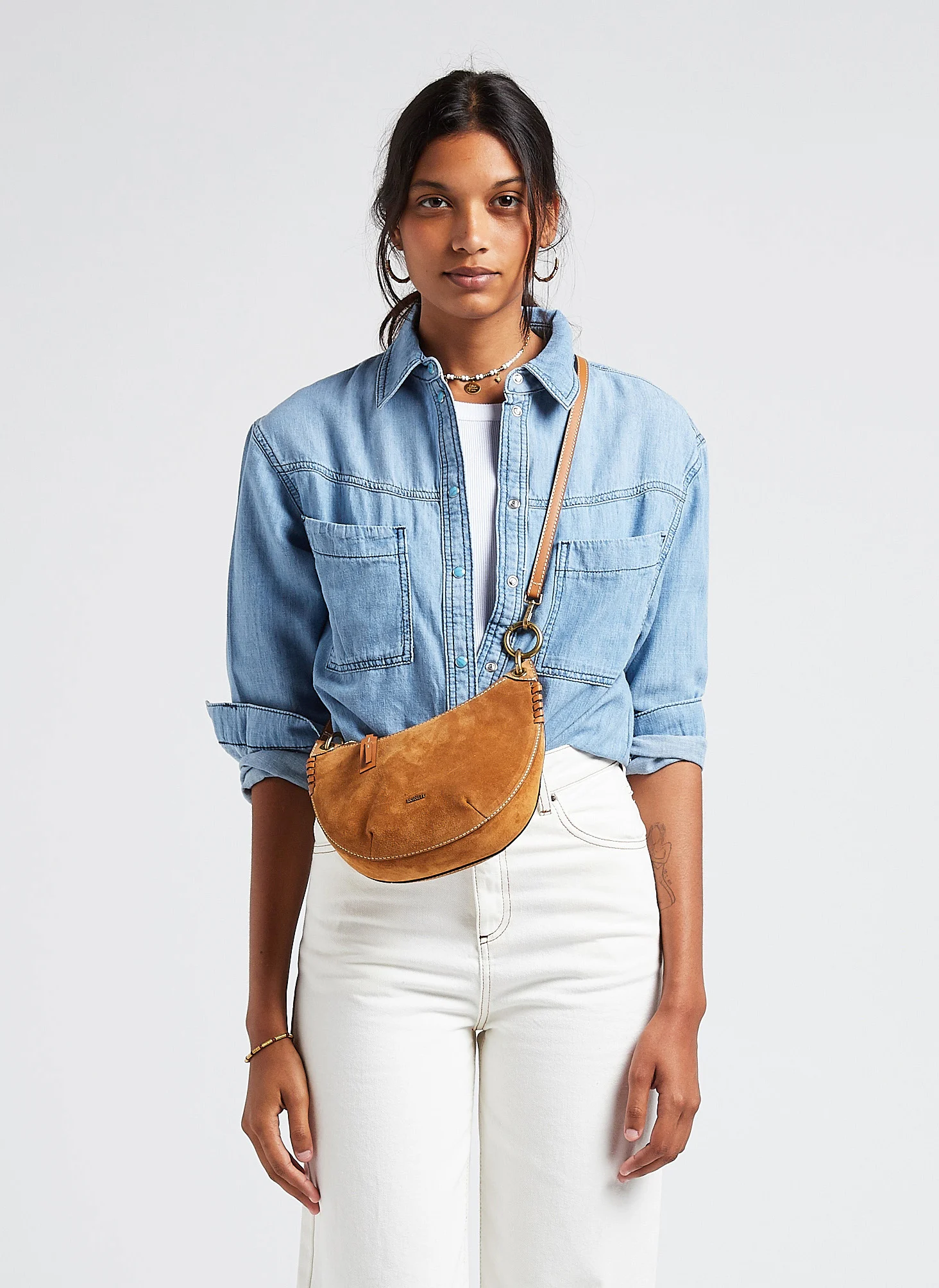 SWING - Sac à main en cuir velours| Marron