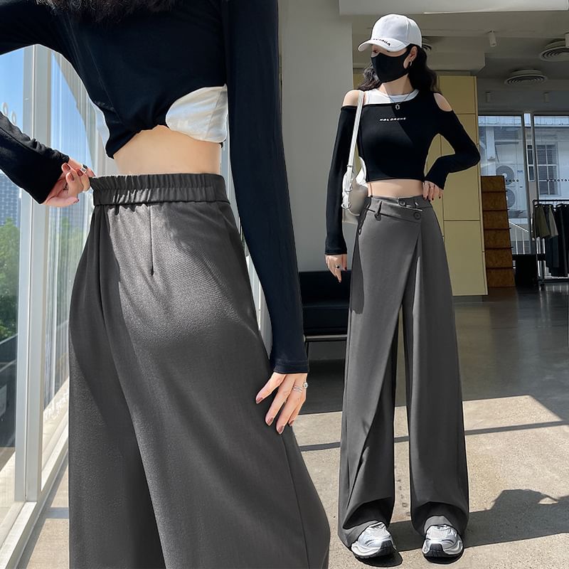 Luminato - High Rise Plain Wrap Wide Leg Broek
