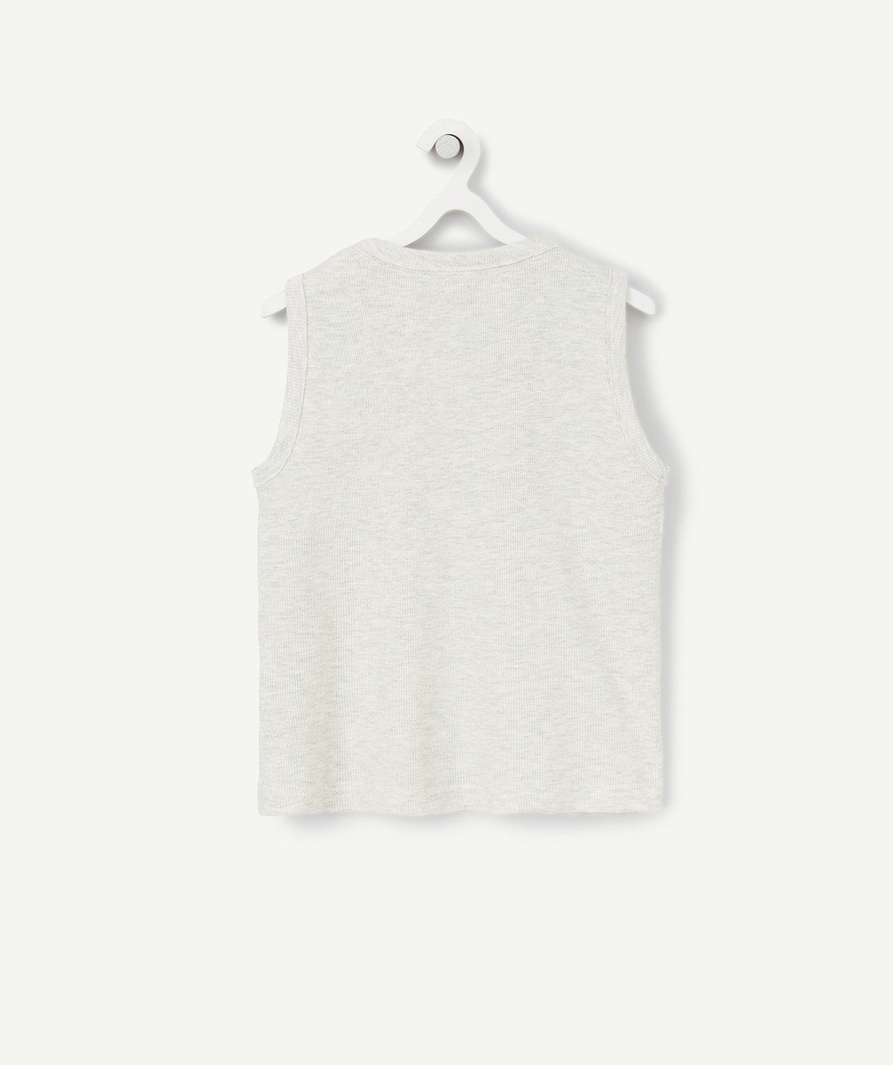 T-SHIRT SANS MANCHES GARÇON EN COTON BIO GRIS CHINÉ