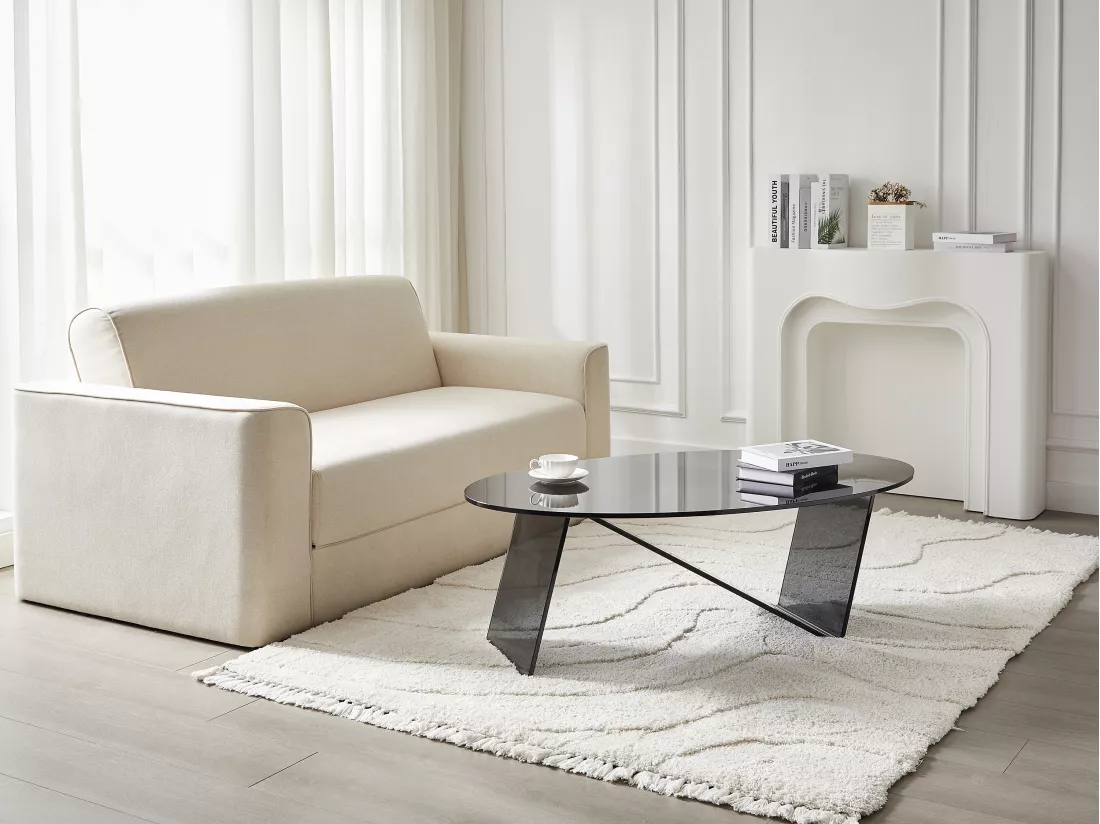 Table basse en verre trempé - Anthracite - ELOWEN