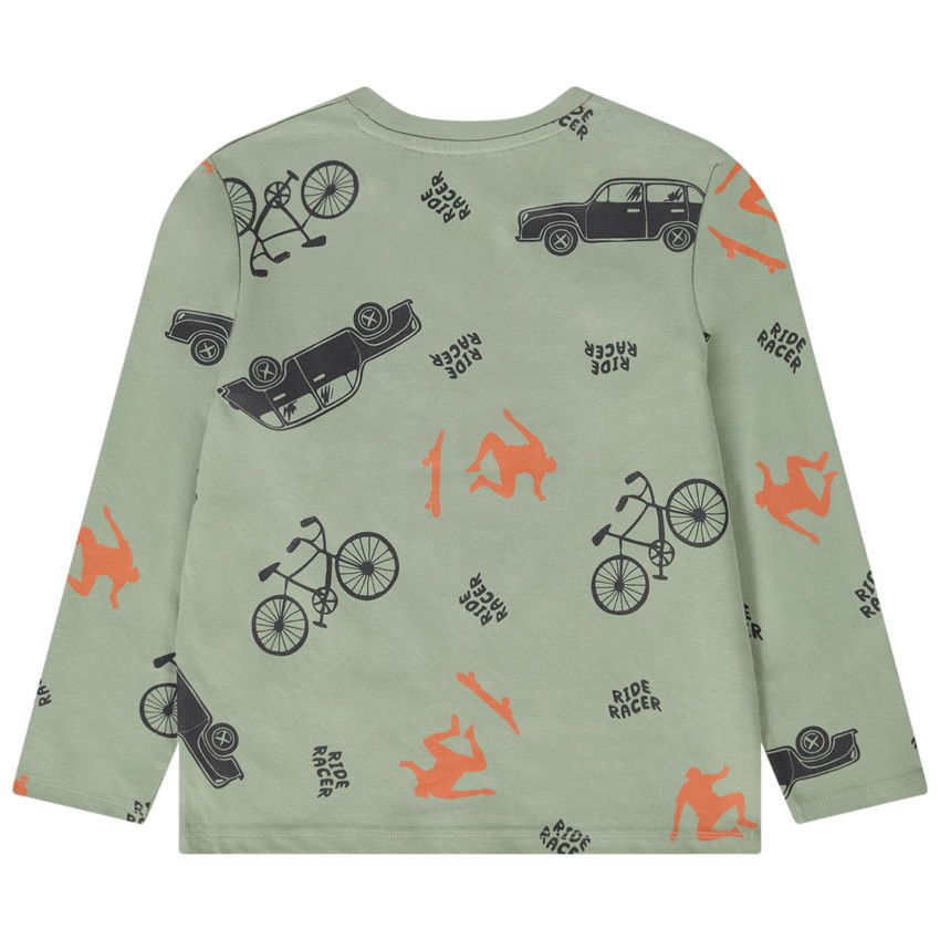 T-shirt manches longues imprimé fantaisie pour garçon - Vert