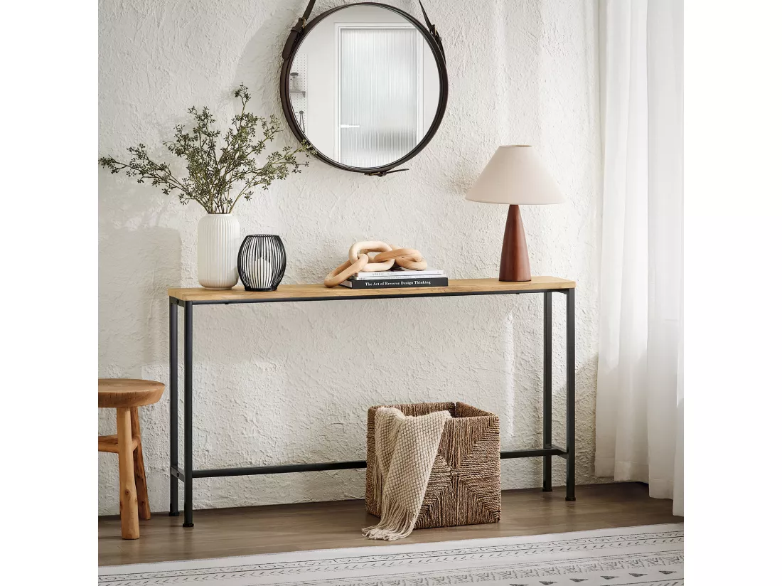 SoBuy FSB19-E Table Console, Table d'appoint, Bout de canapé, Table d’entrée pour Salon, Chambre, Cadre et 4 Pieds en Fer