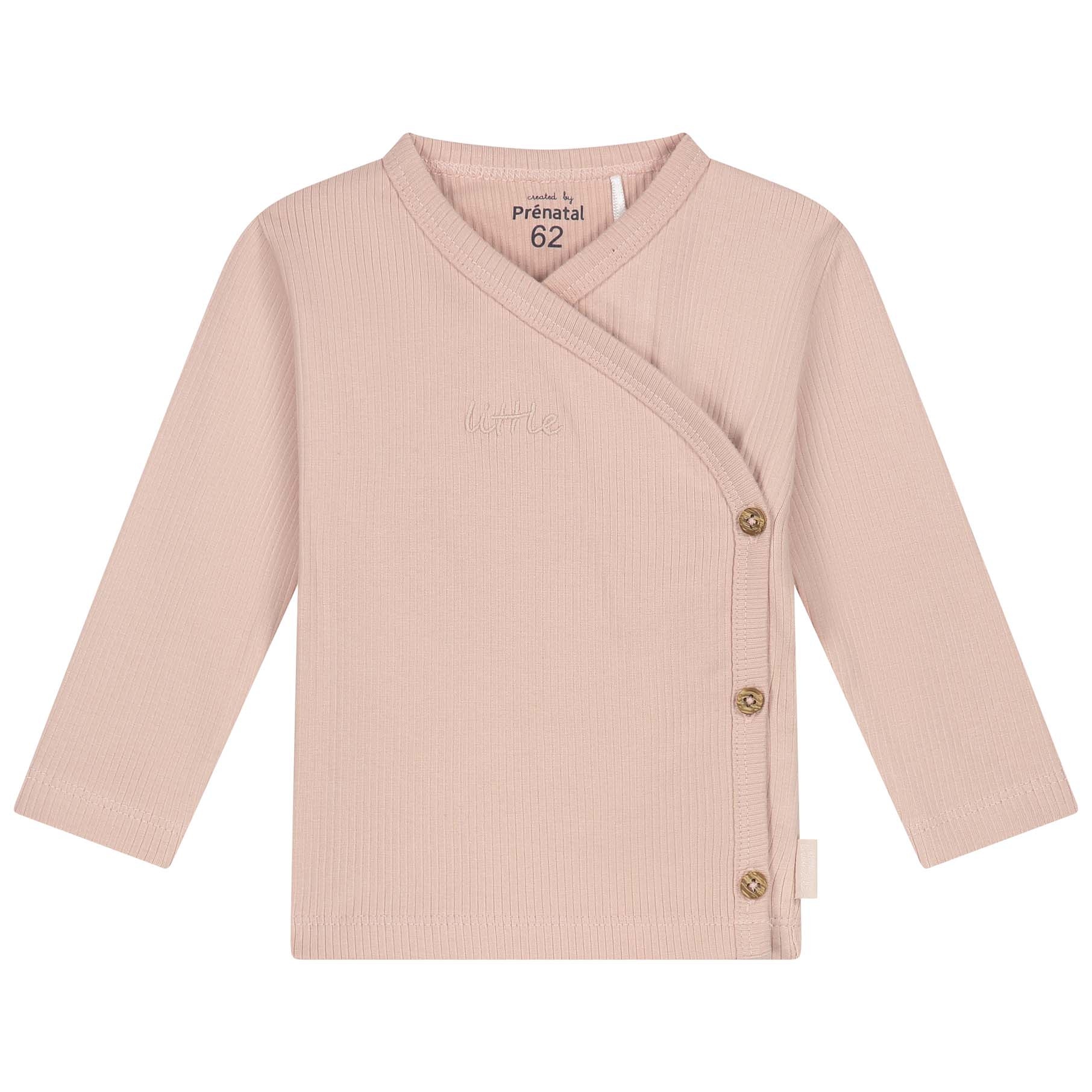 Prénatal newborn shirt rib lange mouwen effen roze