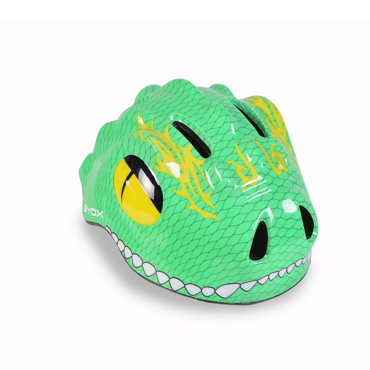 Byox Schutzhelm Y27 Dino Gr S 48 - 54 cm, einstellbar, 4 Löcher, LED-Beleuchtung in grün