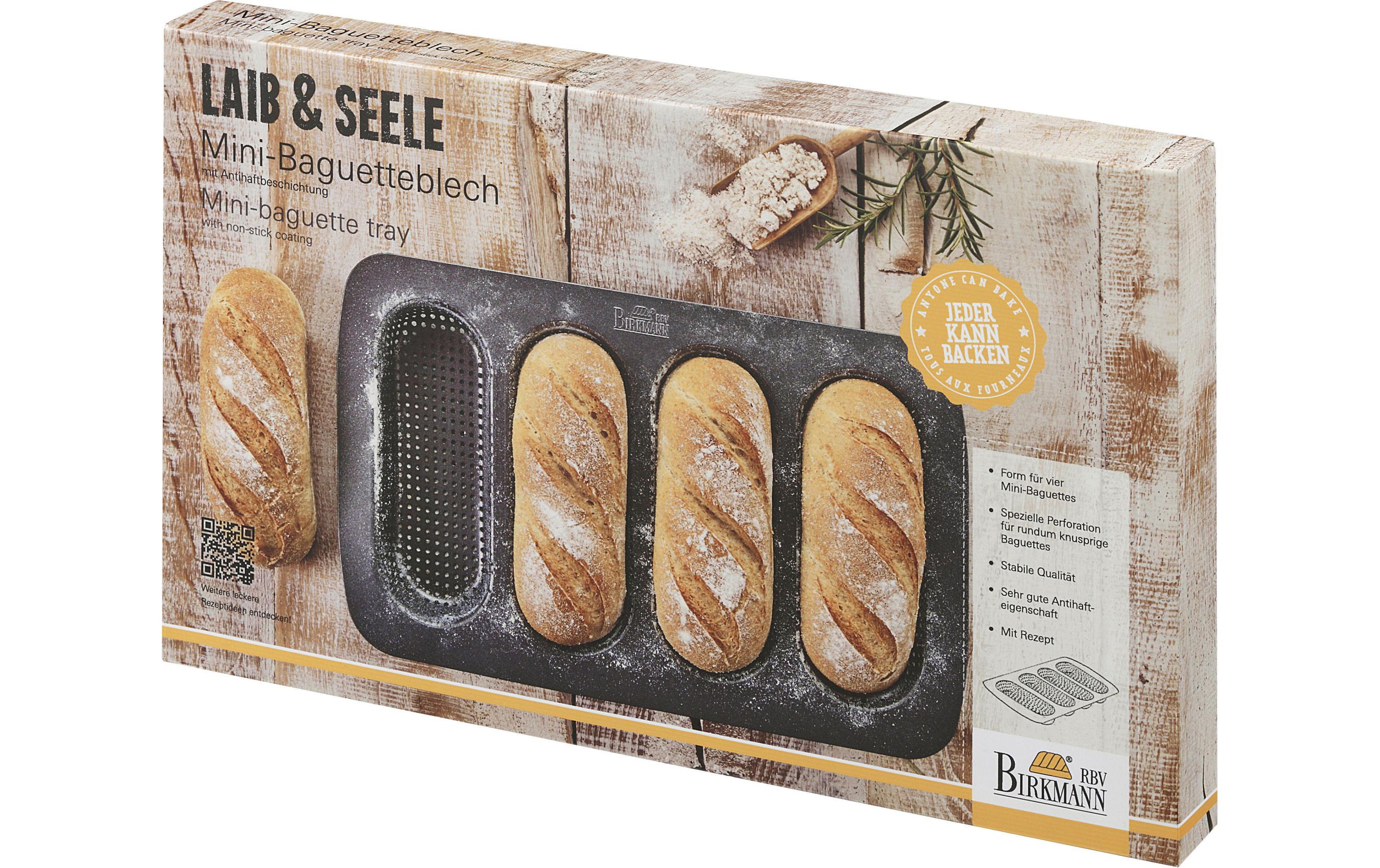 Brot-Backform Baguette Mini 4 MuldenBackform für Brötchen