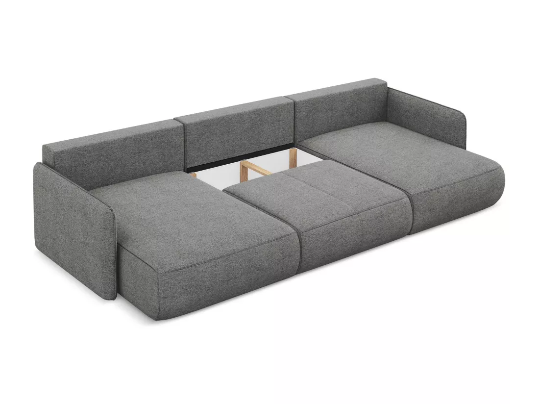 Canapé d'angle panoramique convertible en tissu chenille - éléphant - NANEA