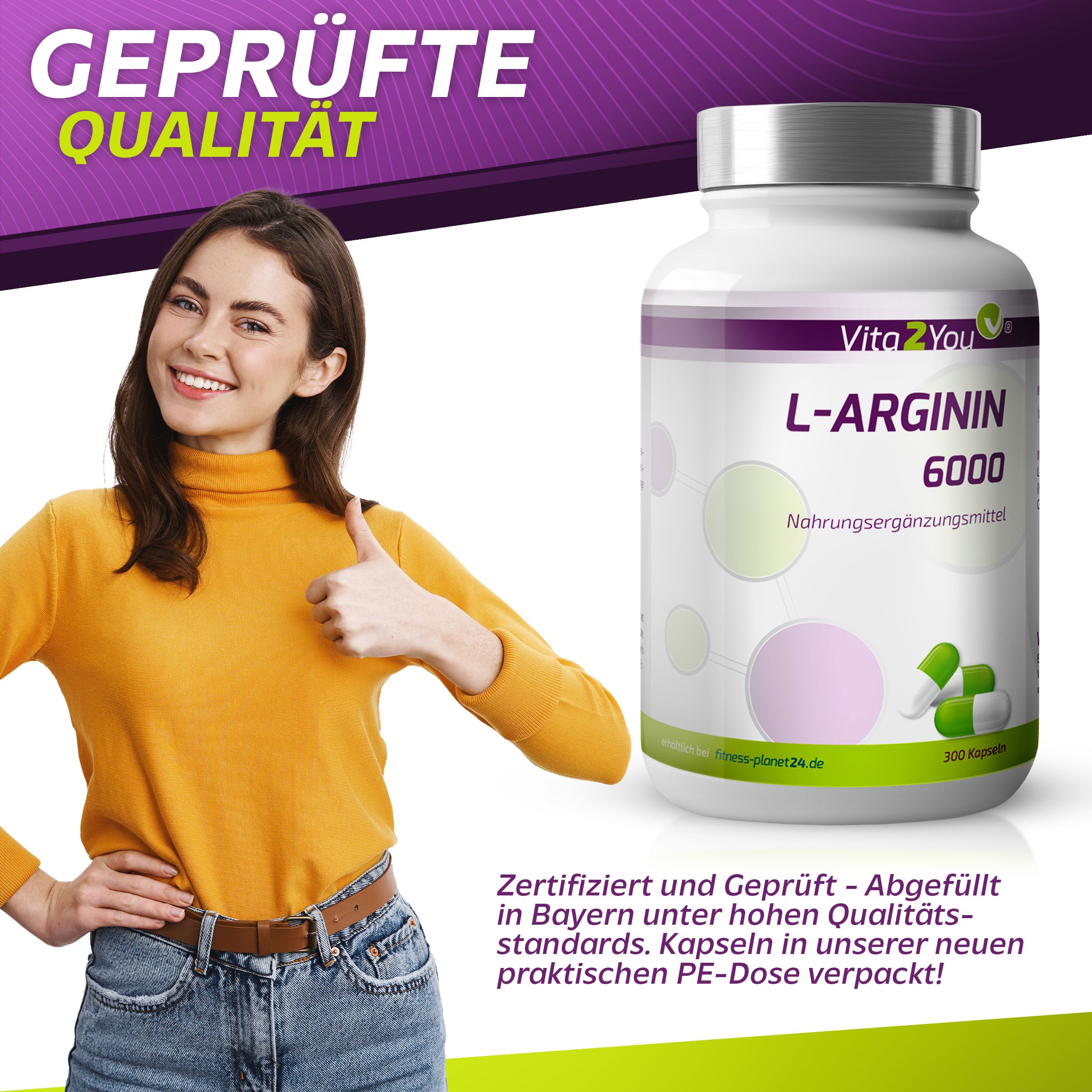 Vita2You L-Arginin 6000 Kapseln