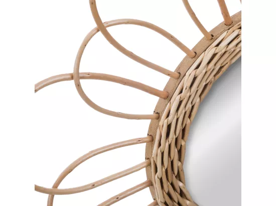 Miroir mural Fleur en Rotin D 38 cm