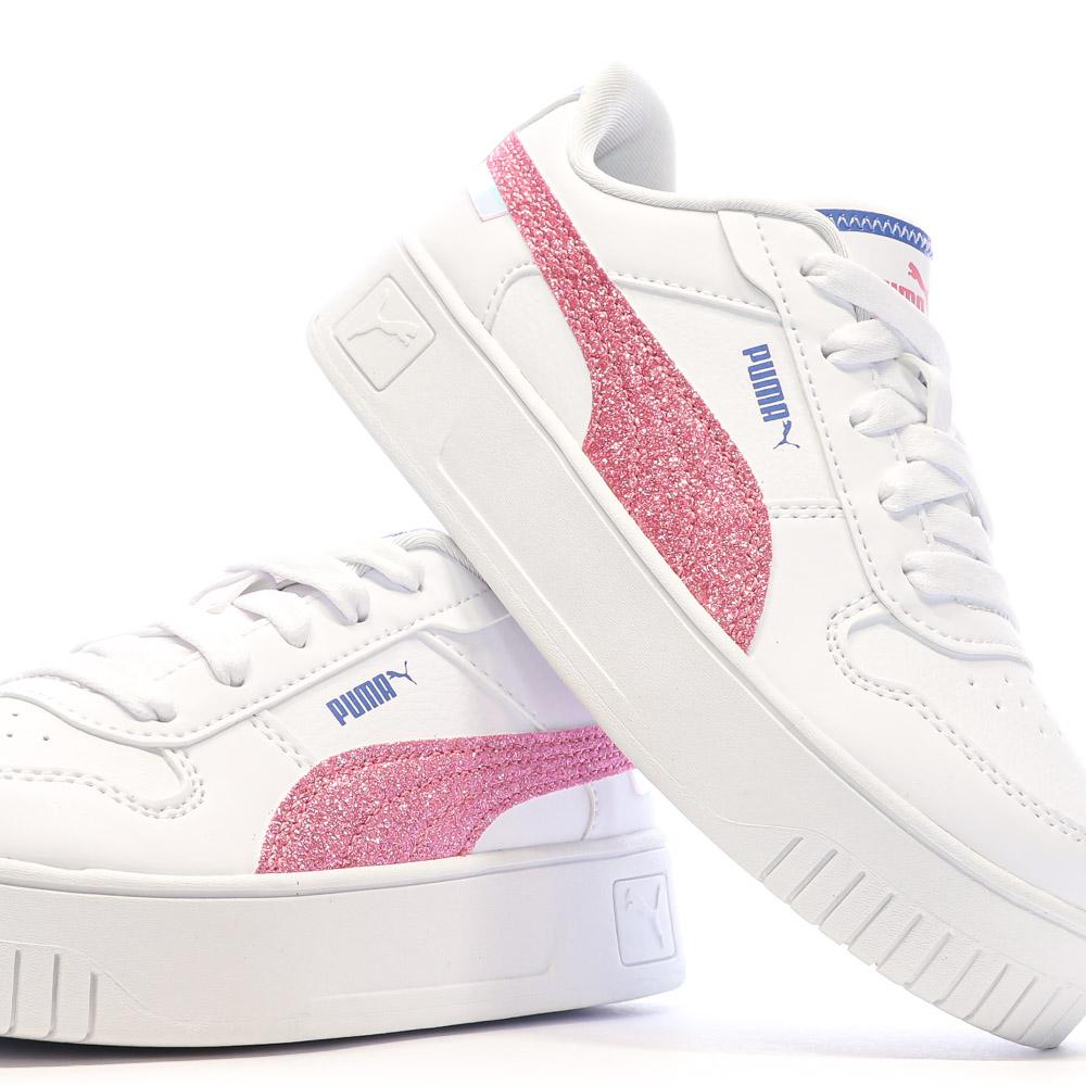 Puma Baskets Blanches/Roses Fille Puma Carina